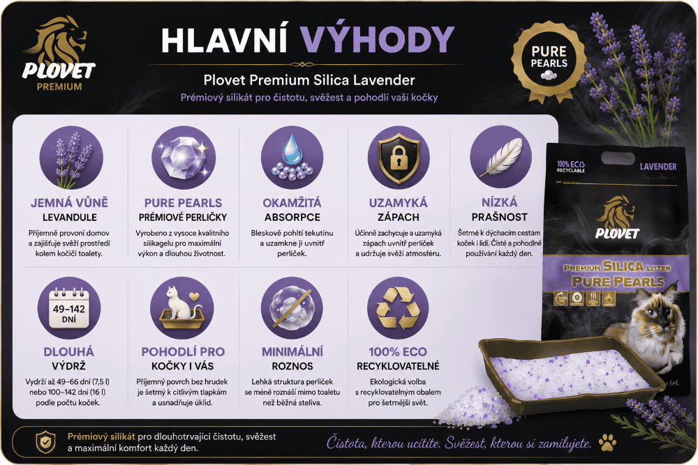Hlavní výhody steliva Plovet Premium Lavender